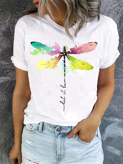 Spring Breeze – Dragonfly Graphic Short Sleeve Top