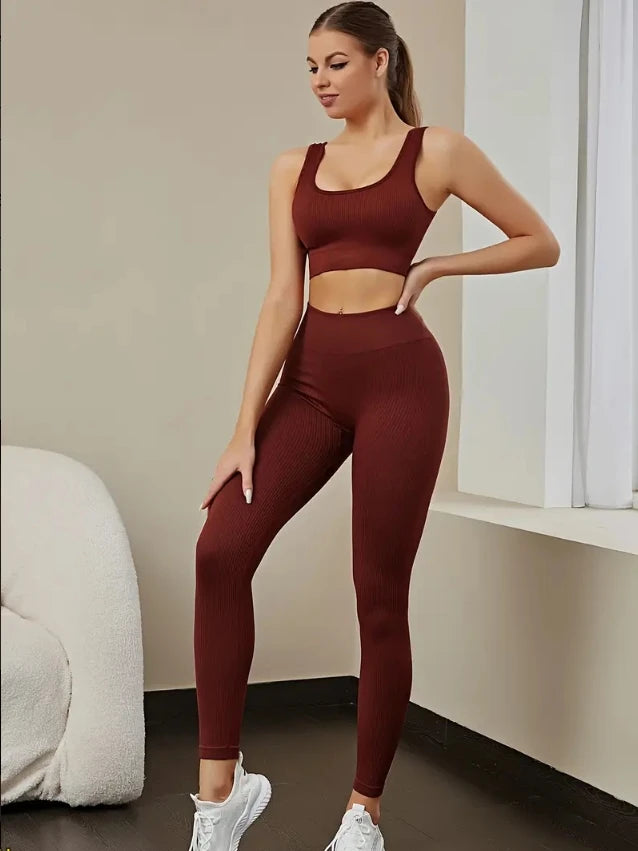 AirKnit Sweat Set – Breathable Ribbed Yoga Suit