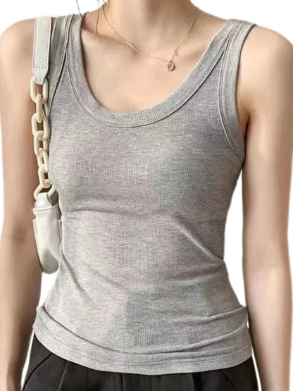 Square Collar Knitted Tank — Breathable Fitness Vest