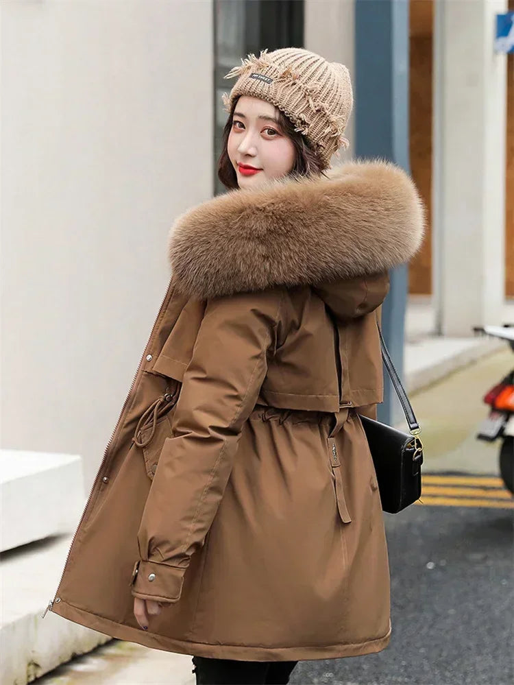Wool Fur Hooded Parka