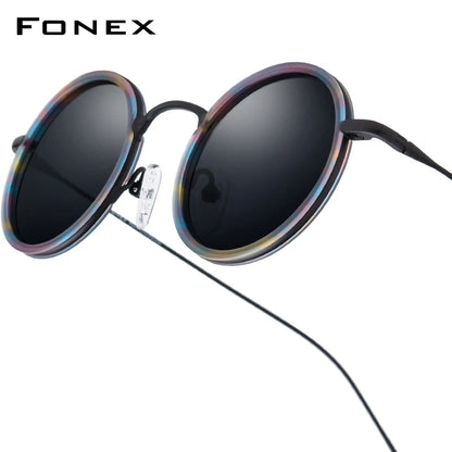 FONEX Acetate Titanium Polarized Sunglasses – Vintage Round Unisex Design