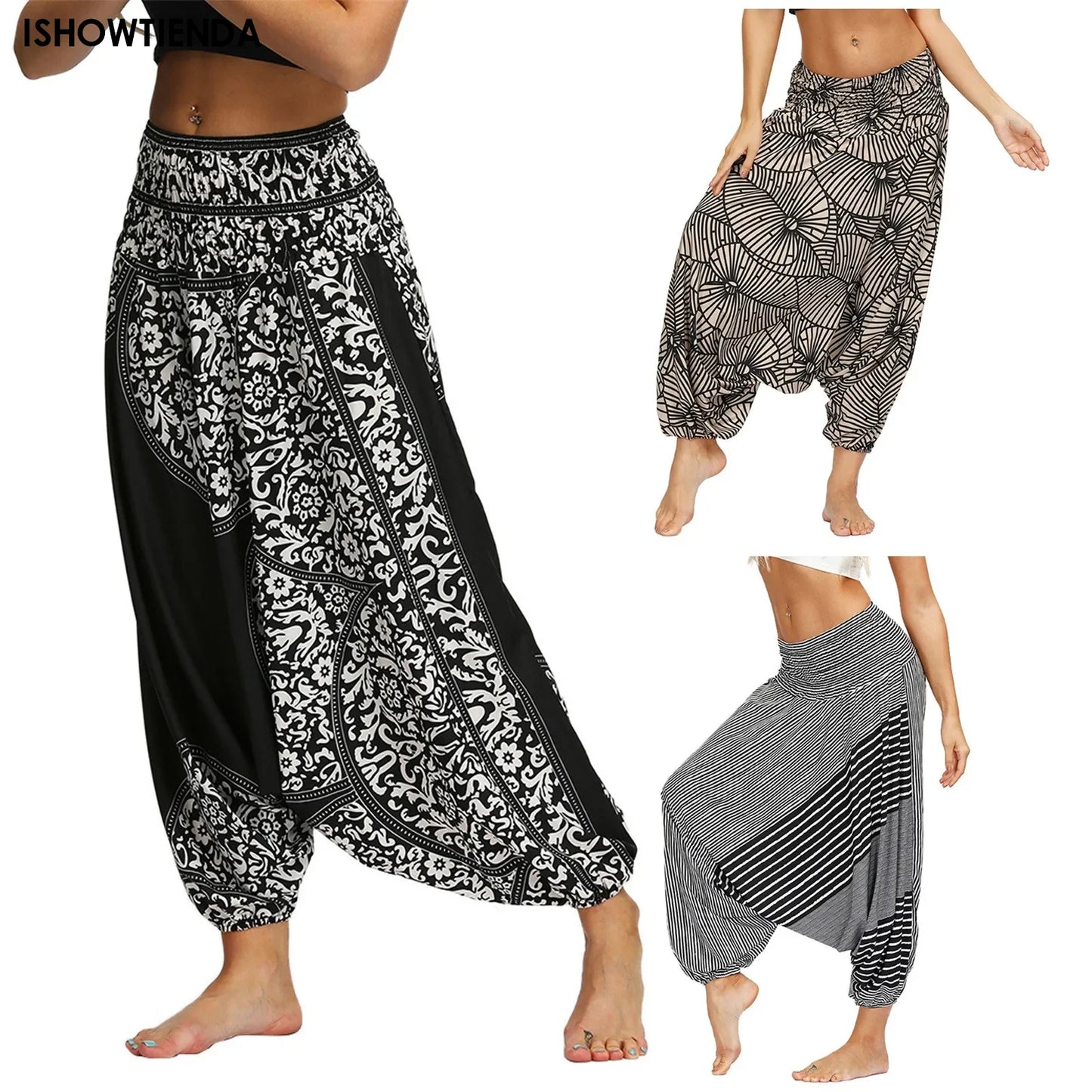 Boho Harem Pants — Printed Wide-Leg Fit