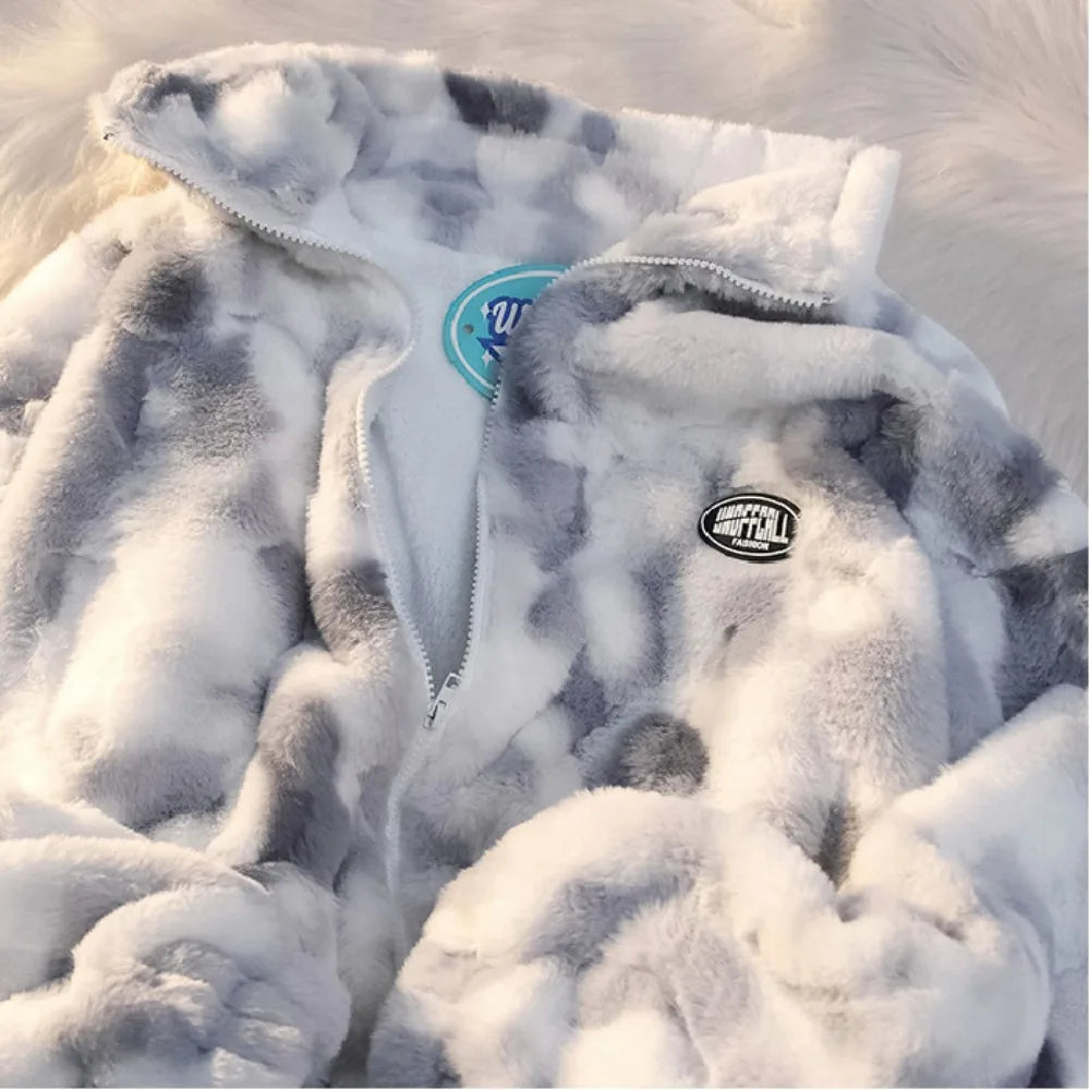 Tie-Dye Lamb Fleece Jacket
