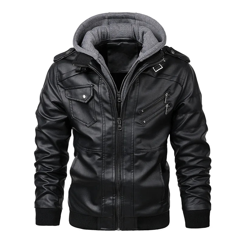 PU Motorcycle Leather Jacket — Slim Fit Biker Coat, Autumn Collection