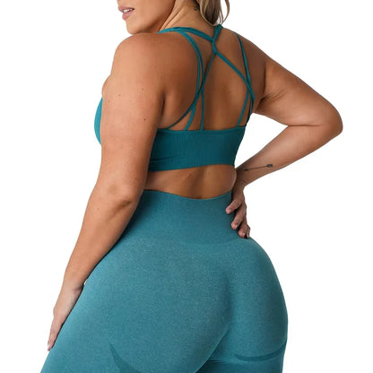 Galaxy Ribbed Seamless Bra — Breathable Spandex Fitness Top for Women