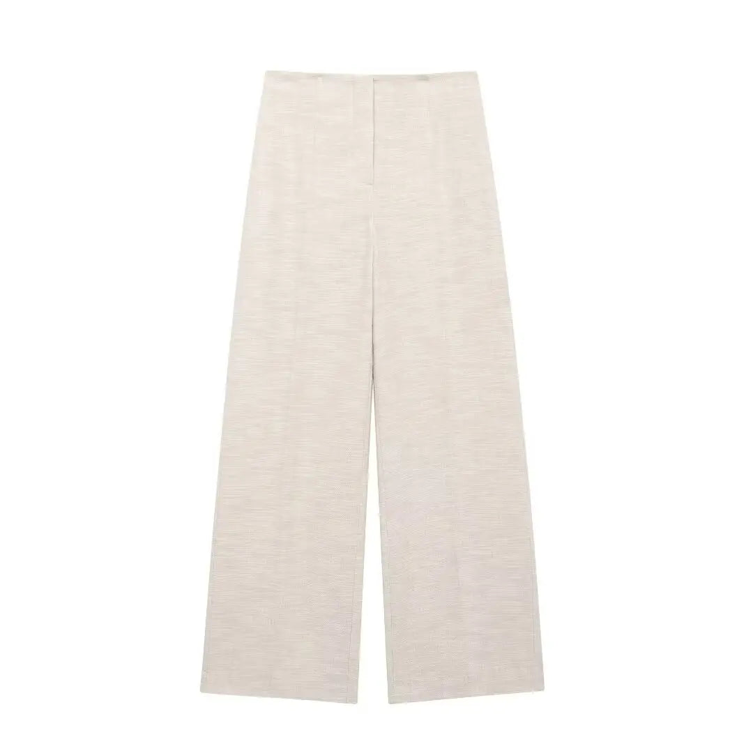 Back Zipper Crop Top & Zip-up Pants Set – Casual Wide Leg Suit