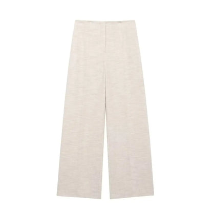 Back Zipper Crop Top & Zip-up Pants Set – Casual Wide Leg Suit