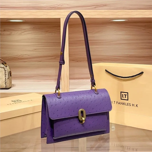 Purple Ostrich Pattern Bag | Summer Chain Shoulder Purse