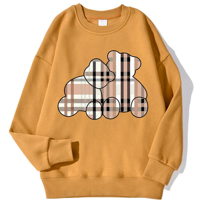 Teddy Bear Print Hoodie — Soft Crewneck, Warm Winter Pullover