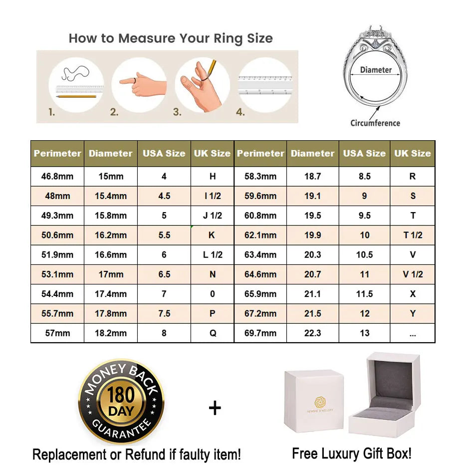Moissanite Wedding Ring for Men – 925 Sterling Silver Eternity Band