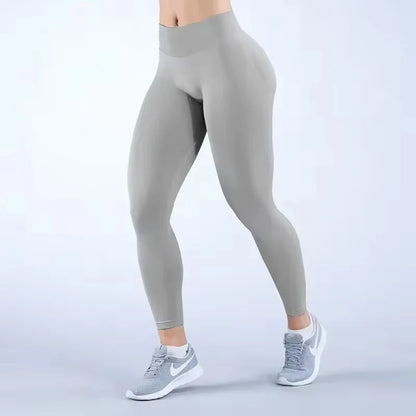 Seamless High-Waist Leggings — Ribbed Scrunch Bum Fitness Tights