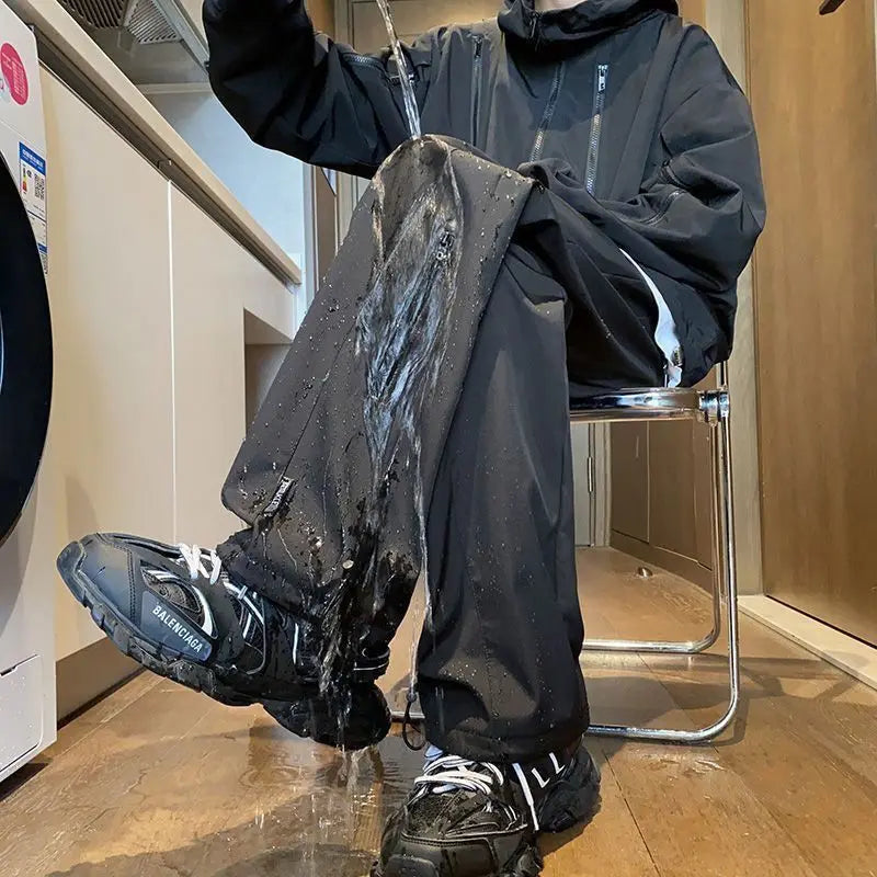 Oversized Waterproof Cargo Joggers with Zipper