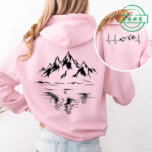 Mountain Print Outdoor Hoodie — Technical Climbing Inspired Design