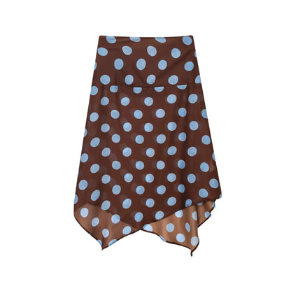 Polka Dot Halter Top & Asymmetric Skirt Set – Stylish Vacation Two Piece