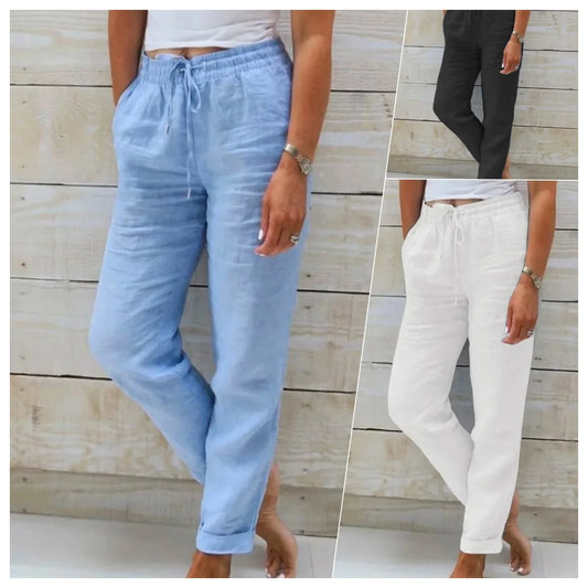 Cotton Linen Pencil Pants — Casual Loose Summer Fit