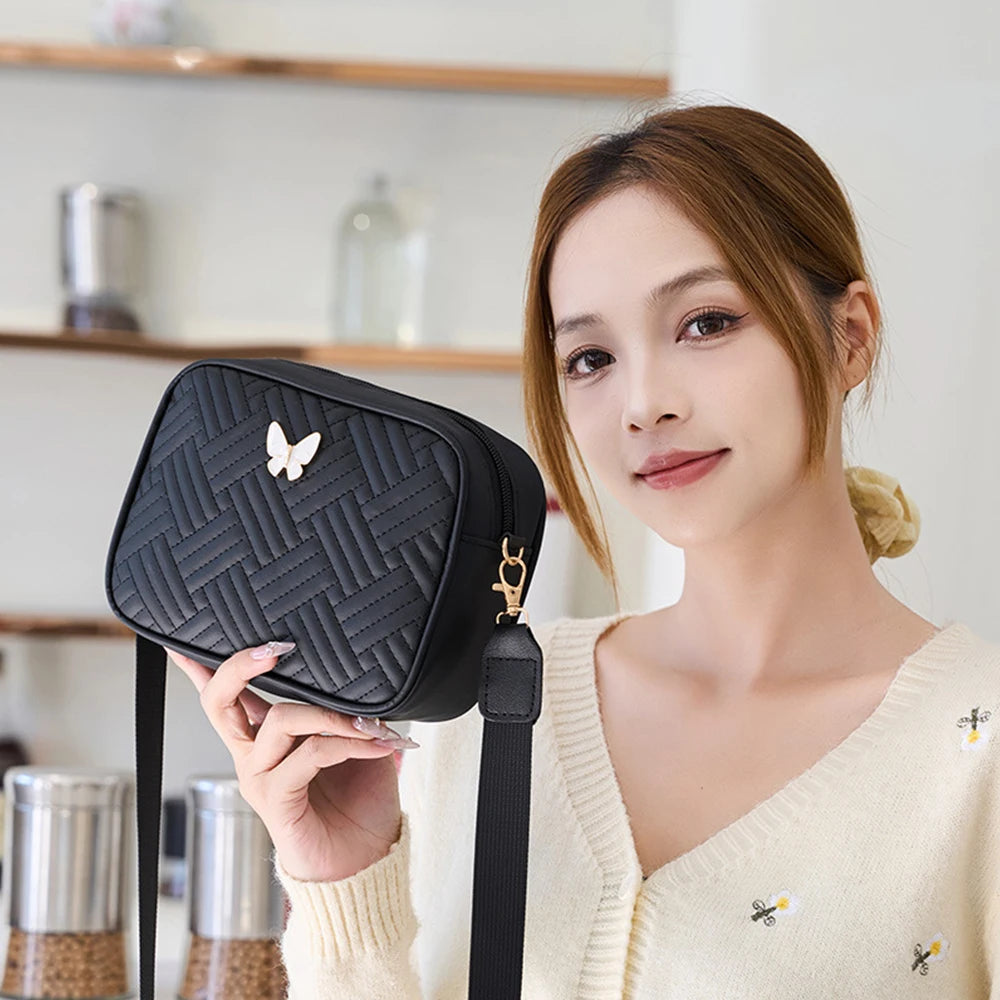 PU Leather Crossbody Bag | Butterfly Tags Solid Color