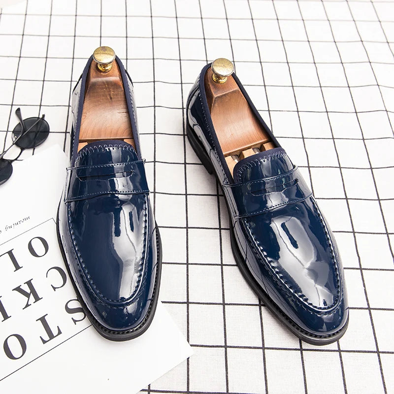 Glossy Leather Loafers — Paris-Inspired Elegance with Gold Accents