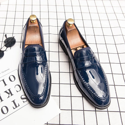 Glossy Leather Loafers — Paris-Inspired Elegance with Gold Accents