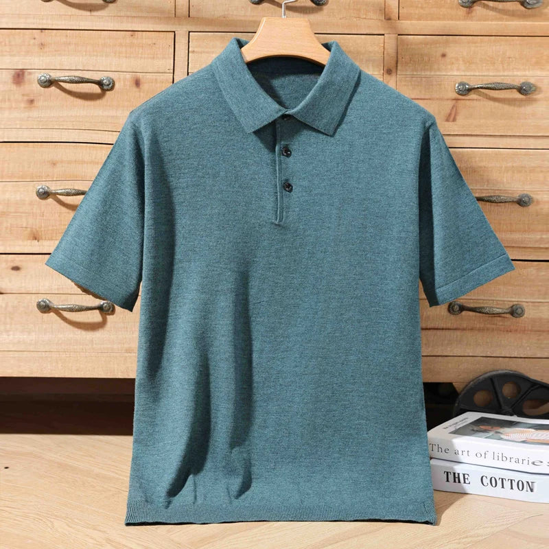 Lightweight Worsted Wool Polo Sweater – Refined Short Sleeve Knit