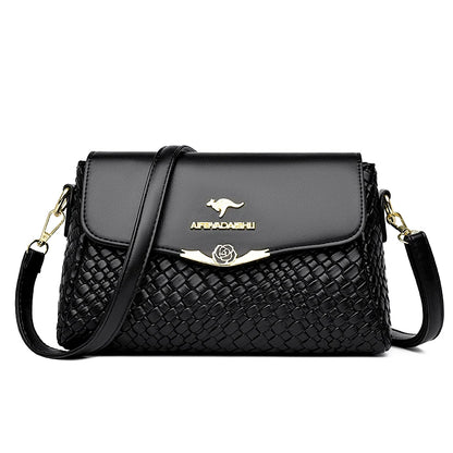 Knitted PU Leather Messenger | Designer Handbag Tote