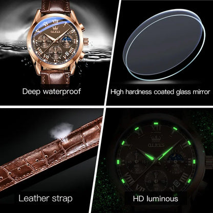 Multifunction Quartz Watch – Stainless Steel, Luminous, Waterproof Design