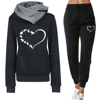 Printed Hooded Sweatshirt & Jogging Pants Set – Autumn/Winter