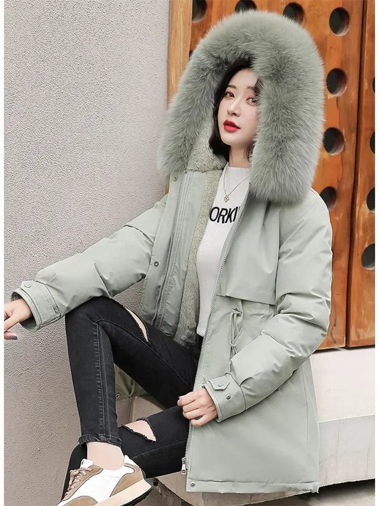 Wool Fur Hooded Parka