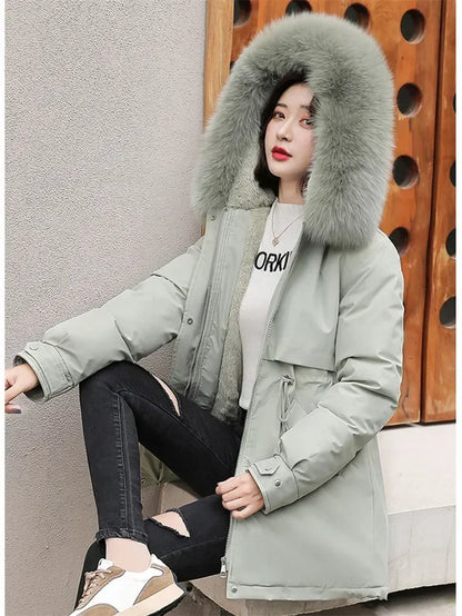 Wool Fur Hooded Parka