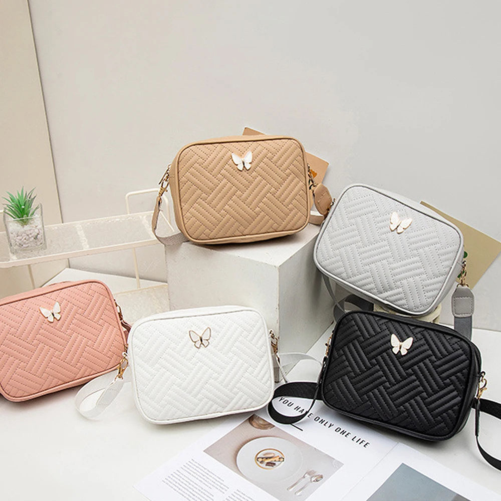 PU Leather Crossbody Bag | Butterfly Tags Solid Color