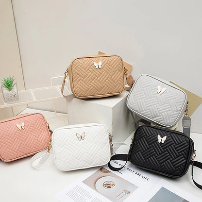 PU Leather Crossbody Bag | Butterfly Tags Solid Color