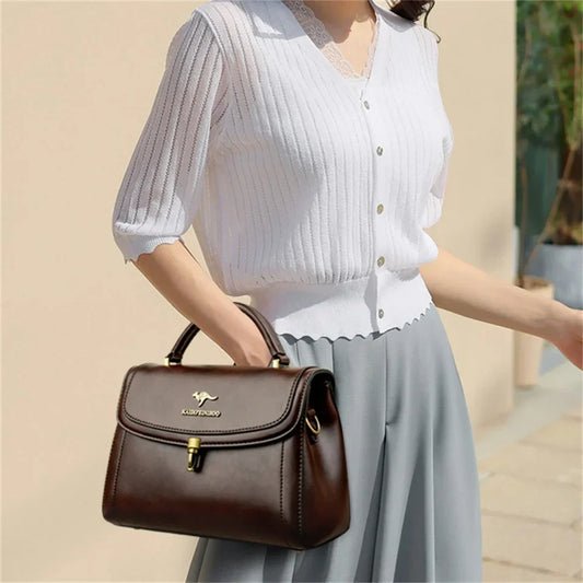 Designer Leather Crossbody | Casual Messenger Tote