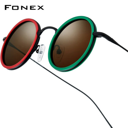 FONEX Acetate Titanium Polarized Sunglasses – Vintage Round Unisex Design