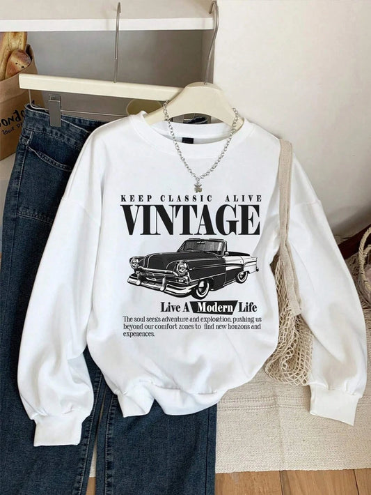 Car Print Graphic Hoodie — Retro Style Pullover, “Keep Classic Alive”