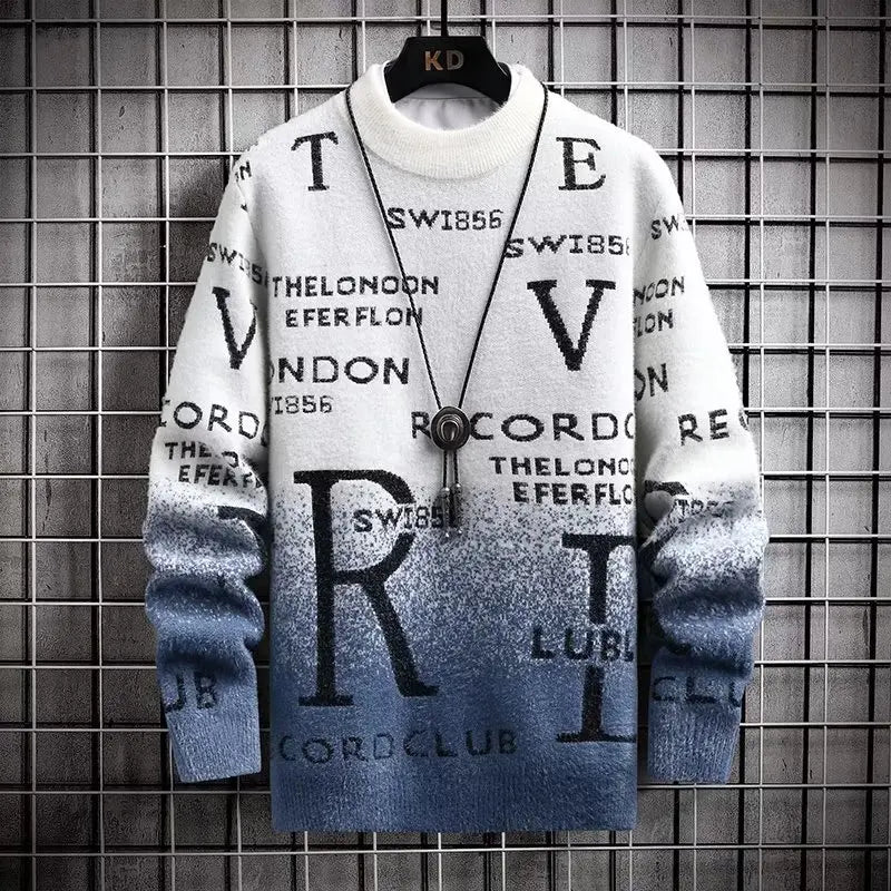 English Print Korean Fit Sweater