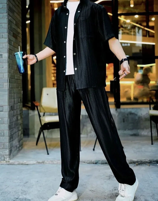 Napoli Cool Set – Plain Tee & Light Trousers