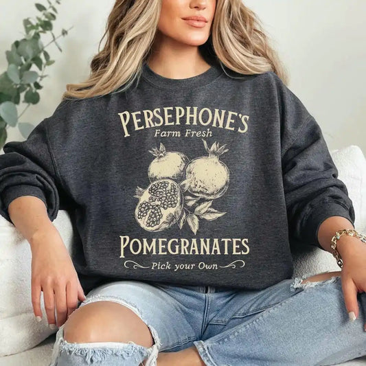 Dark Academia Sweater — Persephone's Pomegranate Myth Print