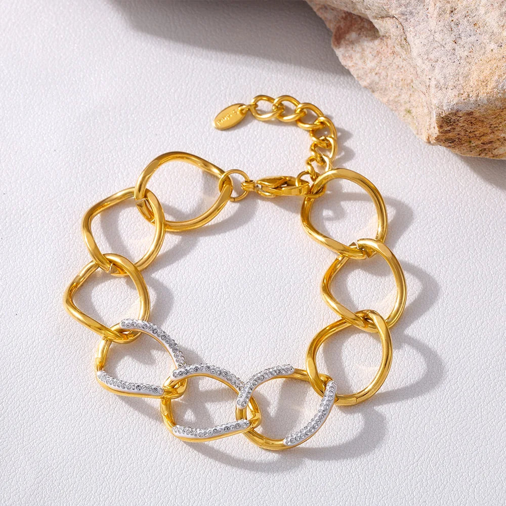 Chain Link Bangle – Gold Stainless Steel Bracelet for Women