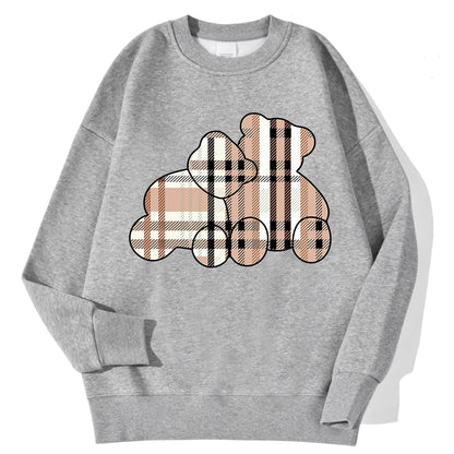 Teddy Bear Print Hoodie — Soft Crewneck, Warm Winter Pullover