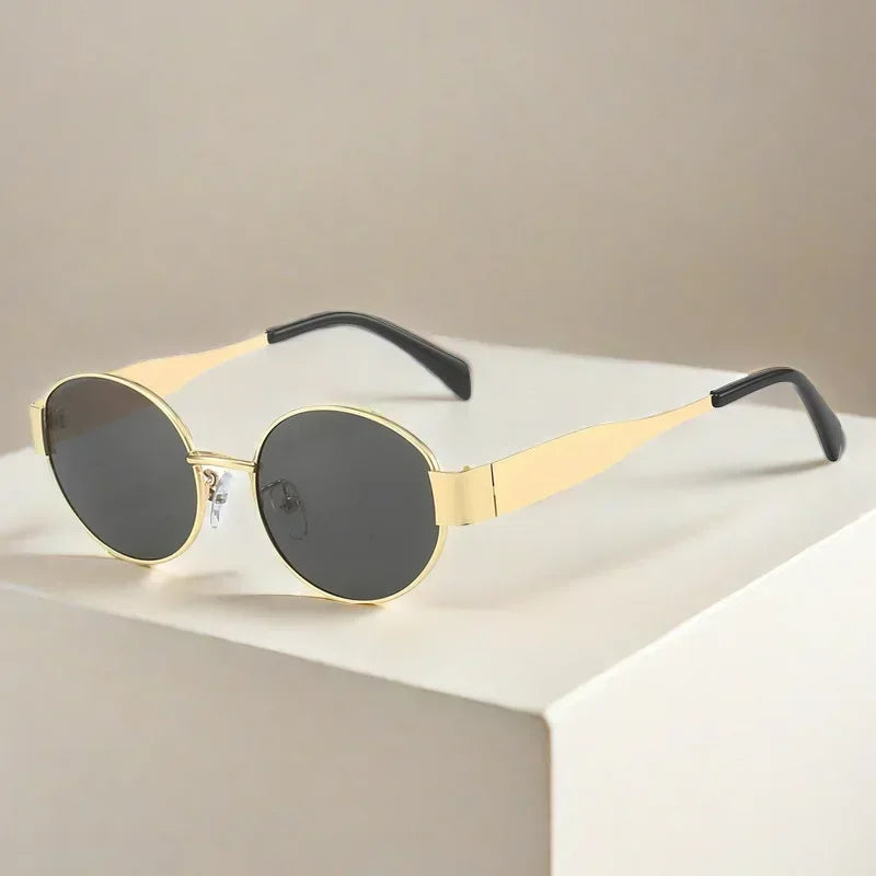 NovaShield | Oval Metal Sunglasses – Vintage Chic, Full UV Sunblock