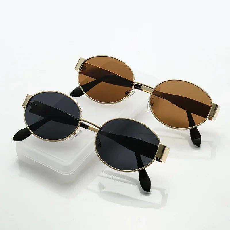 NovaShield | Oval Metal Sunglasses – Vintage Chic, Full UV Sunblock