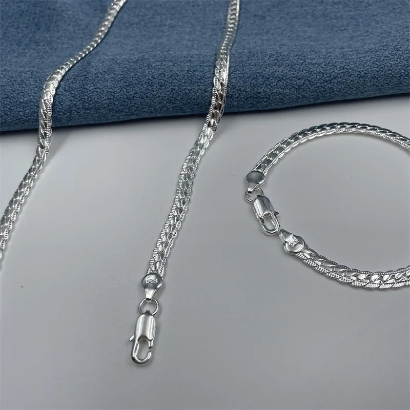 Full Chain Necklace & Bracelet Set – 925 Silver