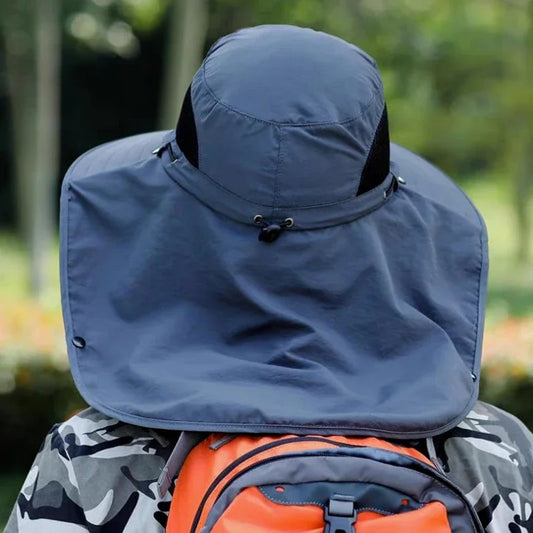 Quick-Dry Boonie Hat | Mesh Neck Mask Cover – Wide Brim Fisherman Cap