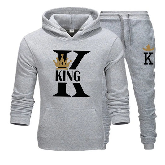 KING & QUEEN Couple Hoodie Set – Relaxed Fit Print