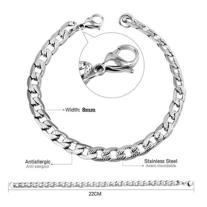 Cuban Chain Bracelet – Stainless Steel, Gold-Tone, Punk Style Jewelry for Men & Women