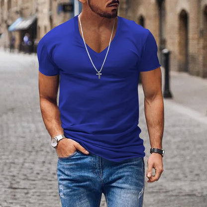 Slim Fit V-Neck Tee – Solid Color