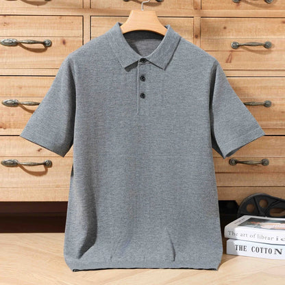 Lightweight Worsted Wool Polo Sweater – Refined Short Sleeve Knit