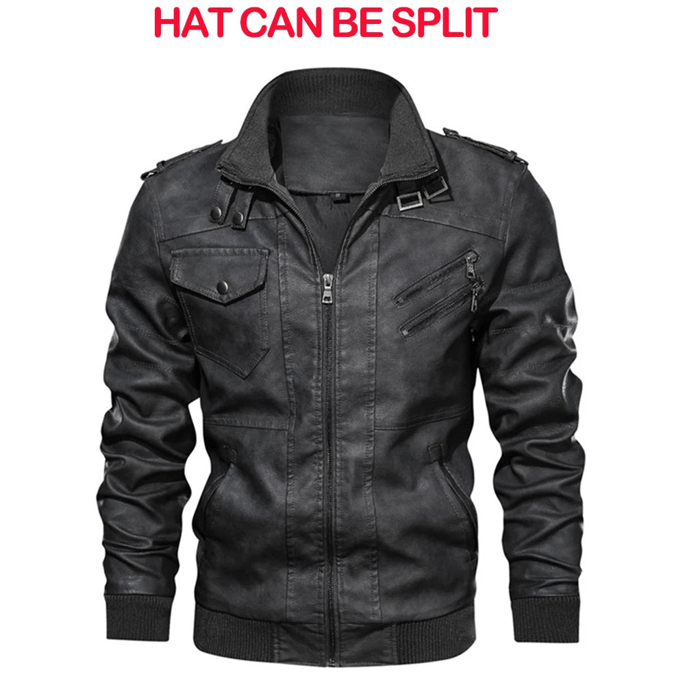 PU Motorcycle Leather Jacket — Slim Fit Biker Coat, Autumn Collection