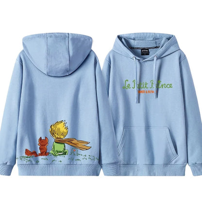 Little Prince Graphic Hoodie — Hand-Drawn Style, Plush Autumn/Winter