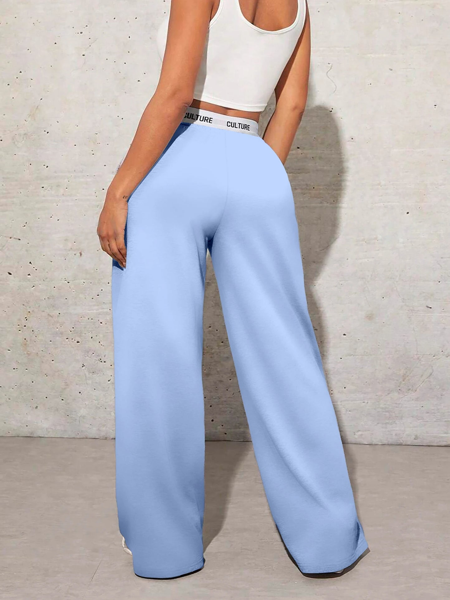 Love Print Wide-Leg Pants — Casual Loose Fit