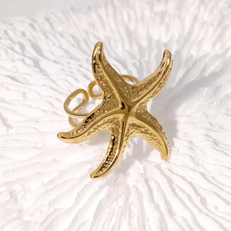 Starfish Open Ring – Waterproof Gold or Silver
